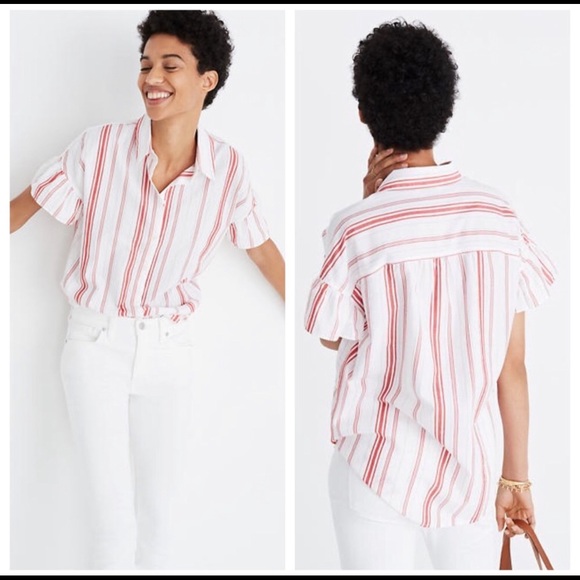 Madewell Central Ruffle Sleeve Button Down Top - Picture 2 of 4